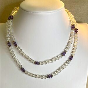 amethyst and crystal Beaded Necklace